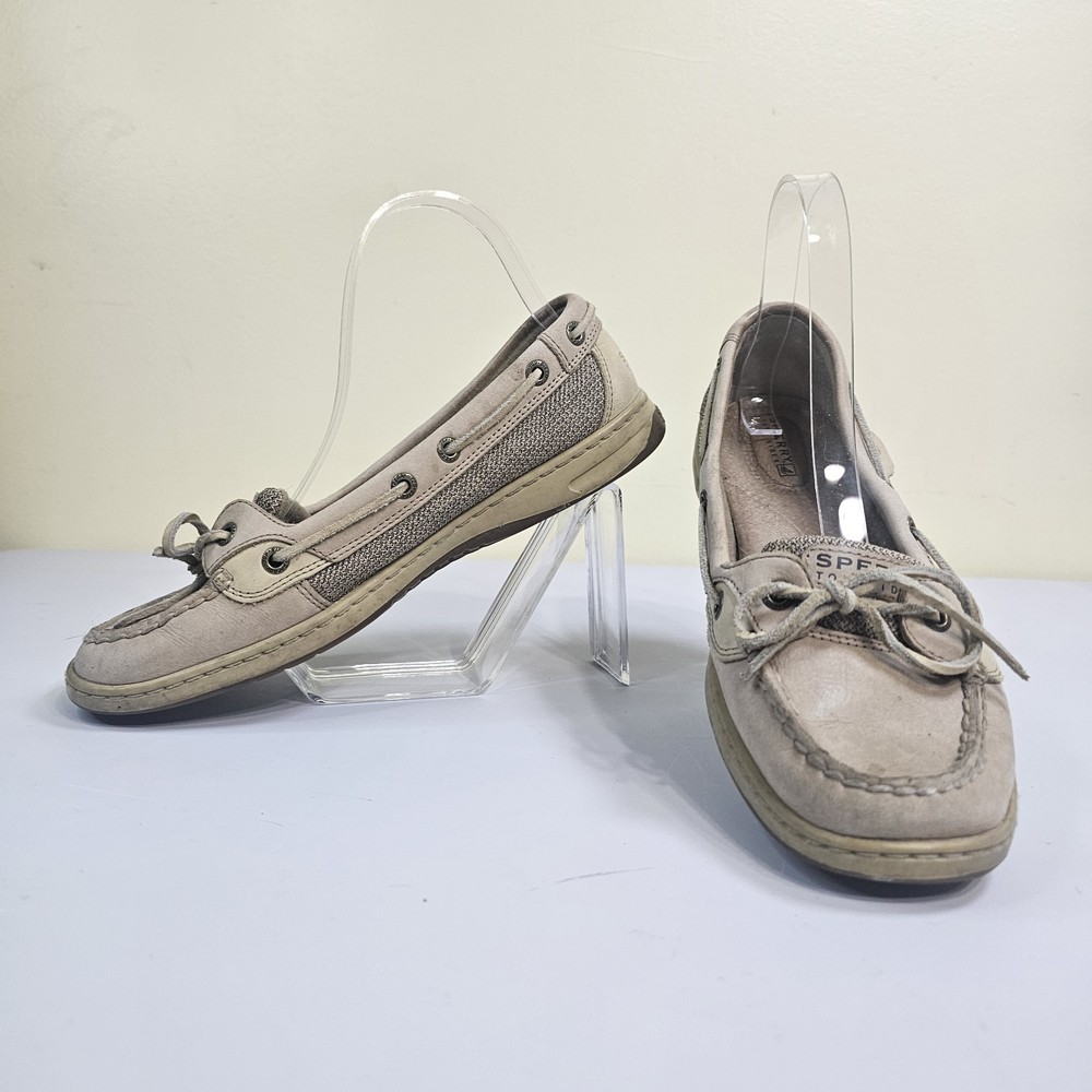 Sperry Top-Sider Women's Leather Boat Shoes Size 9M Beige - Gently Used