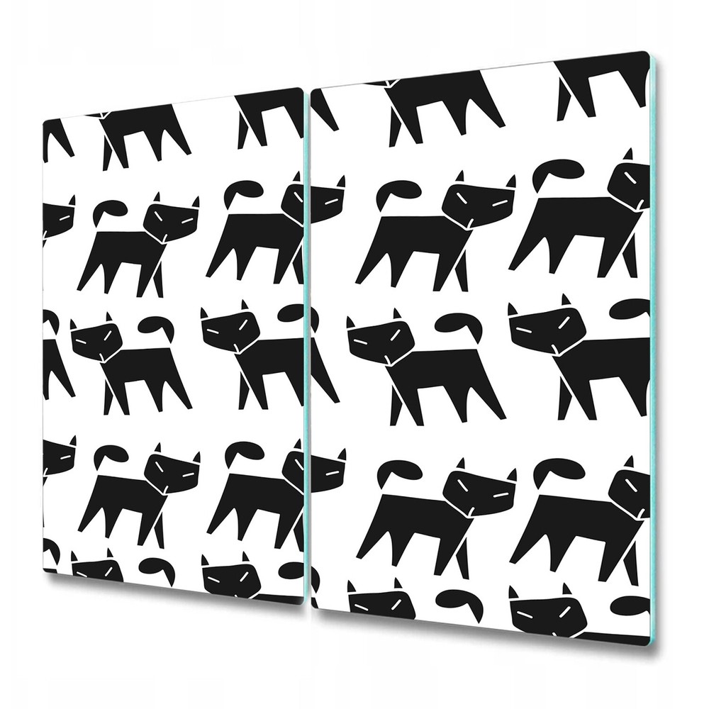 Glass Worktop Kitchen Chopping Board Geometric cats Black and white for Simple