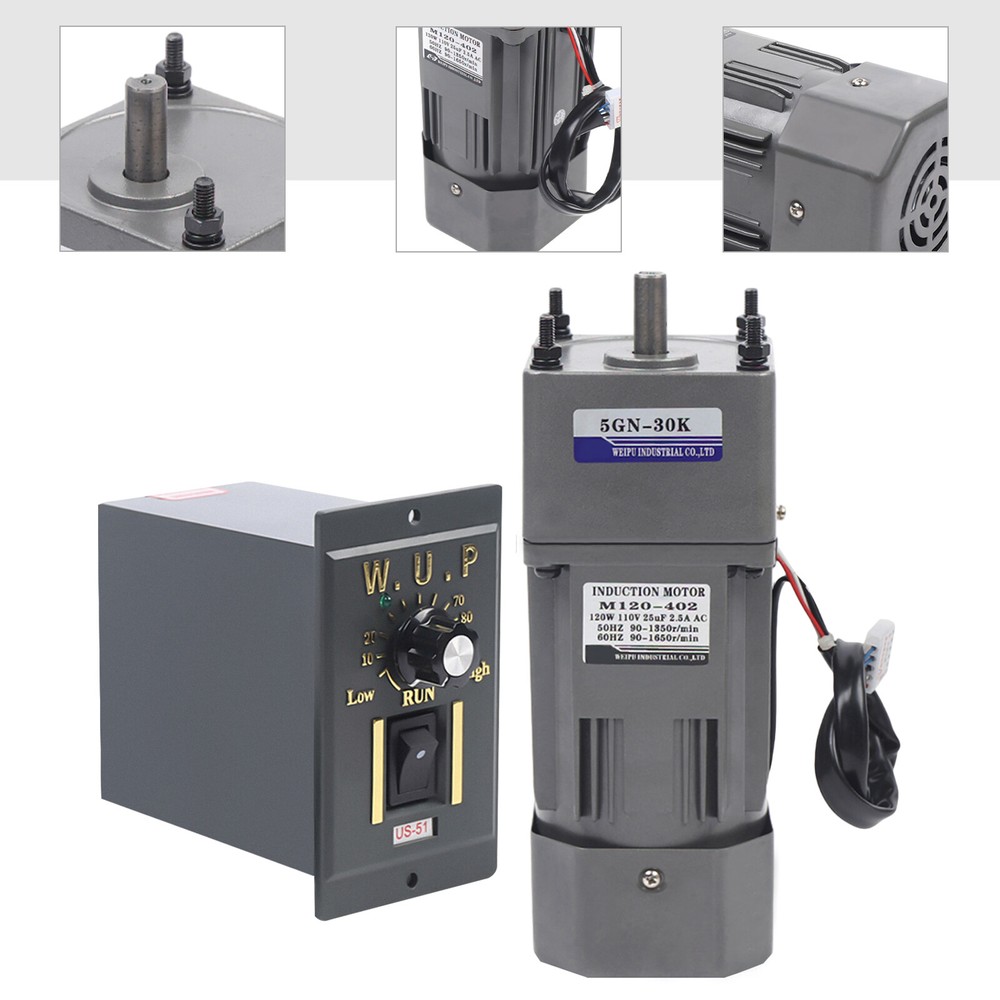AC Gear Motor Electric Motor With + Variable Speed Controller 1:30 45RPM 110V