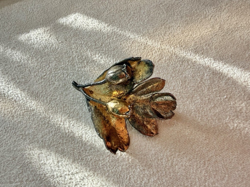 BROOCH, gilded silver, Flora Danica, Eggert, Denmark.