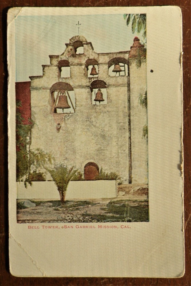 Bell Tower - San Gabriel Mission, California Postcard