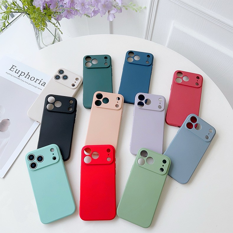 New Silicone Phone Case & Screen Protector For iPhone 15 16 17 Pro Max 17 Air