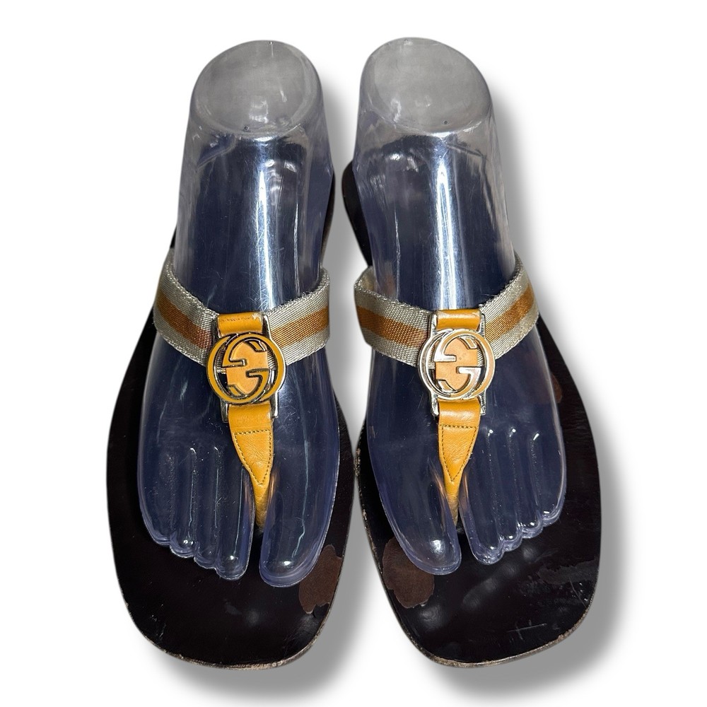 Gucci Orange Flip Flop Sandals Size 8 38.5