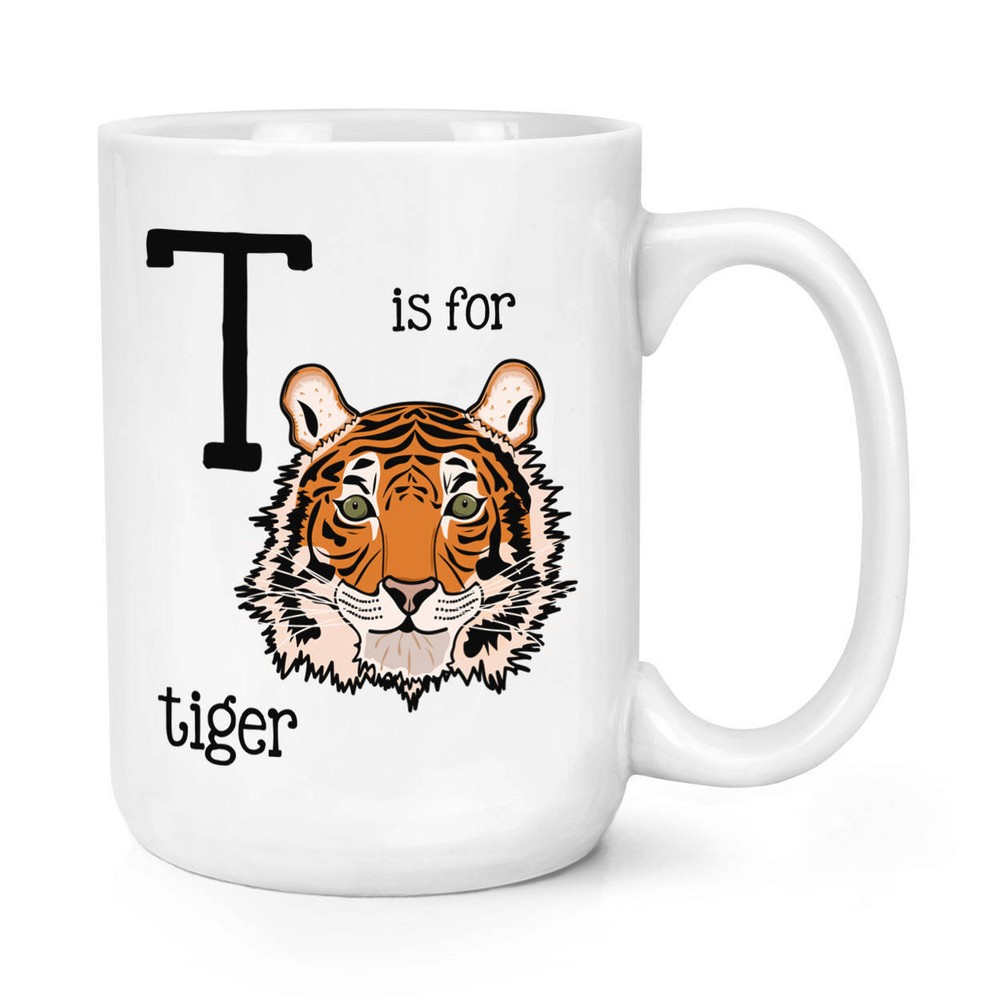 T Is For Tiger Large Coffee Mug Perfect For Animal Lovers