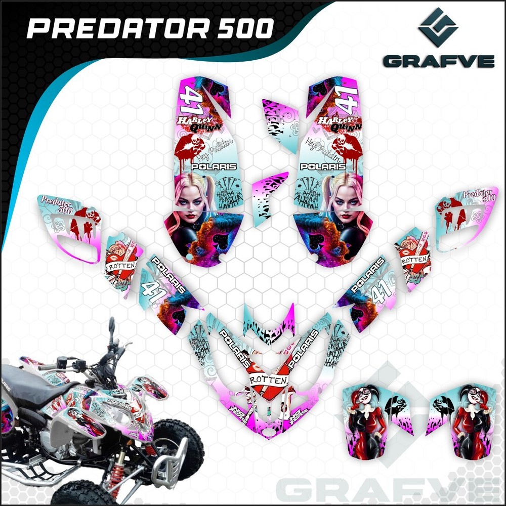 Polaris ATV Predator 500 Graphics Kit with Decals and Stickers