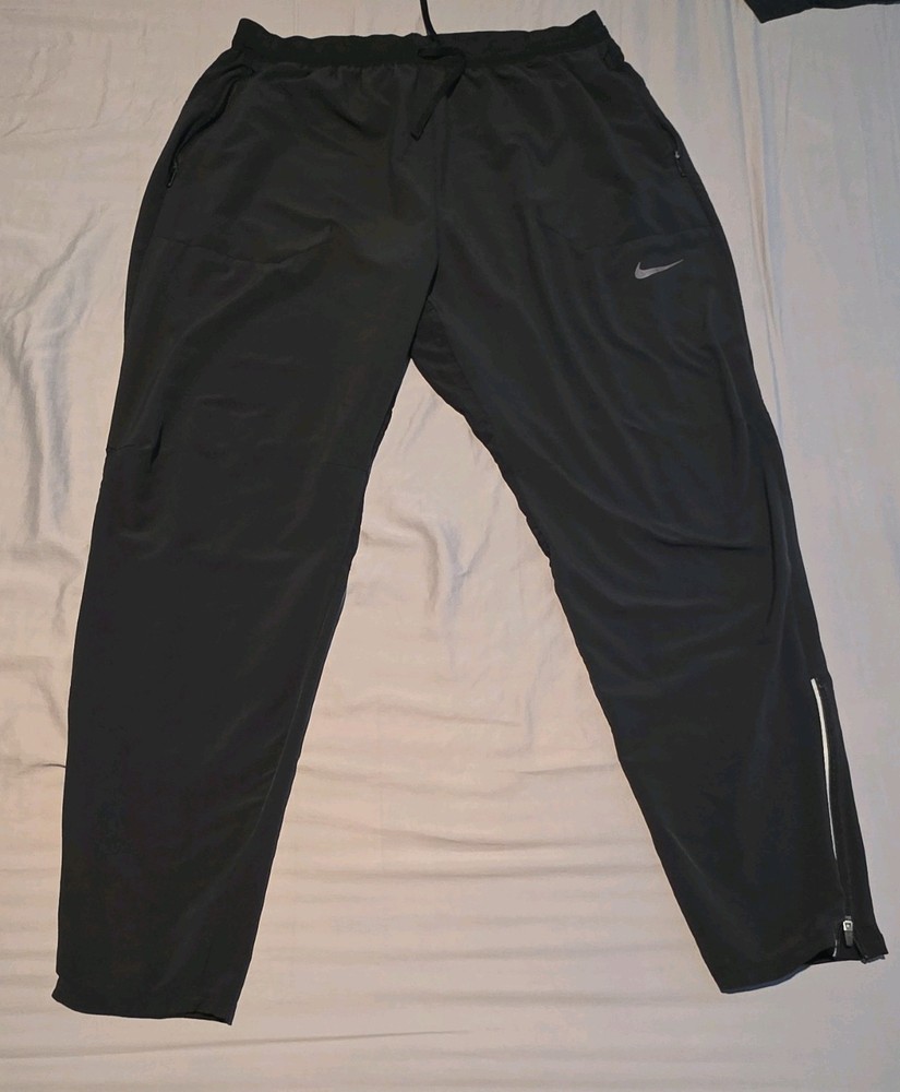 Nike Dri-FIT Track Pants Men's XL Black Polyester Blend Zip Pocket Drawstring