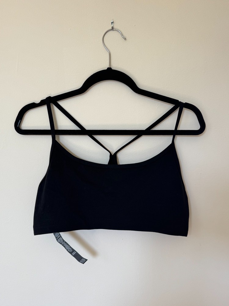 Vuori All The Feels Black Sports Bra Womens Size Large Scoop Neck Racerback