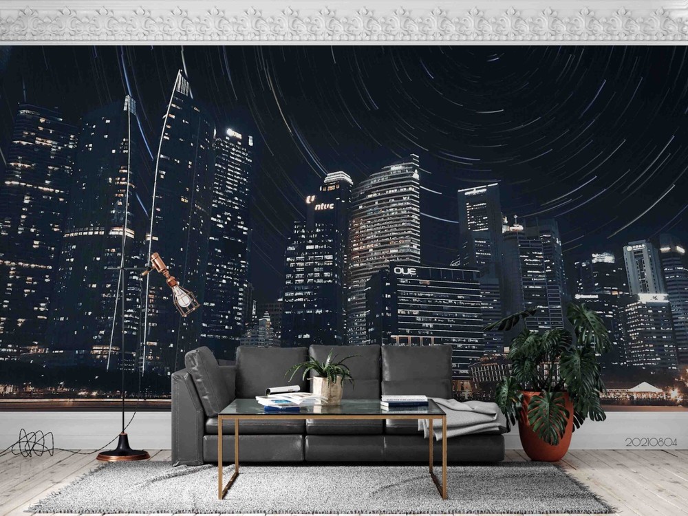 3D City Night View Wall Murals Wallpaper Murals Wall Sticker 2