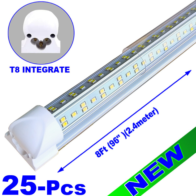 25/Pack 8Ft LED Tube Light Bulbs 144W 6500K 8Foot LED Shop Light Fixture 18000LM