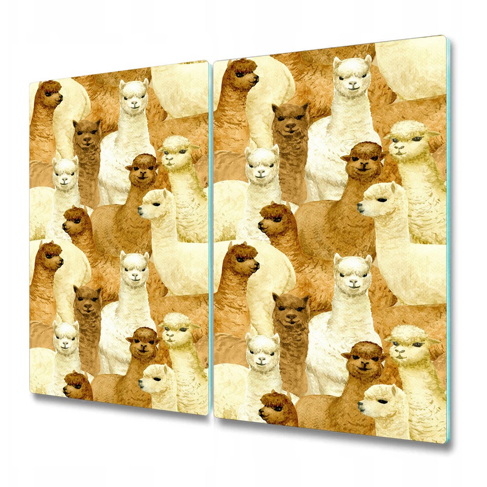Glass Kitchen Chopping Board Worktop Saver Alpaca animal Watercolour 2x30x52