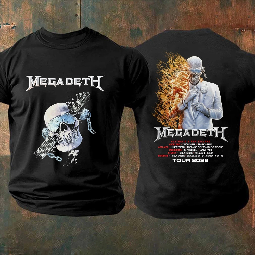 2sided Megadeth World Tour 2026 Australia TShirt
