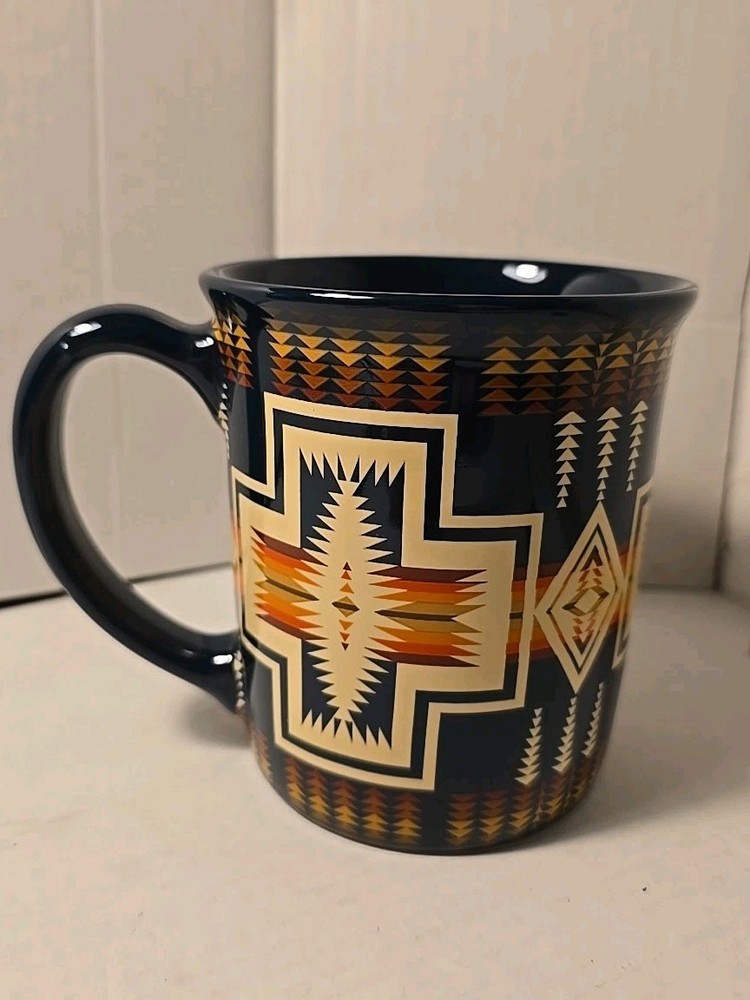 Pendleton Woolen Mills 18oz Coffee Mug Southwestern Design Great Condition Navy
