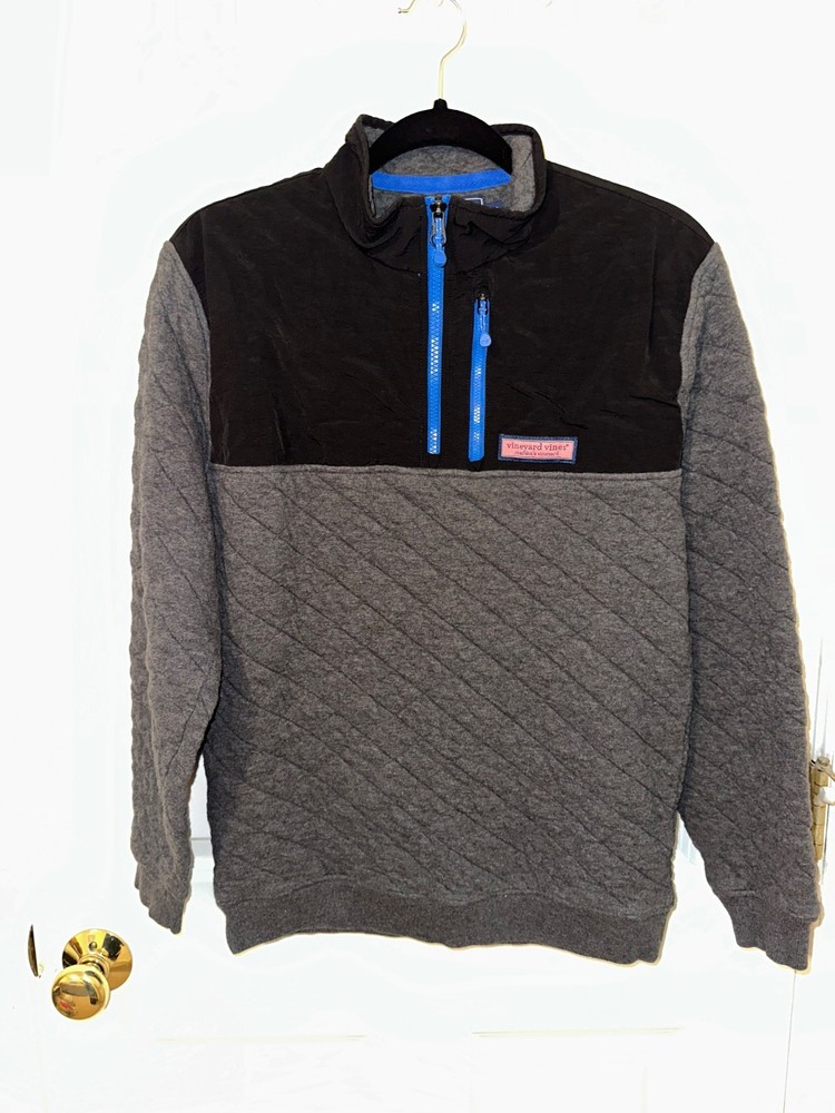 Vineyard Vines Quilted 1/4 Zip Pullover Sweatshirt Sweater Gray Mens Size small