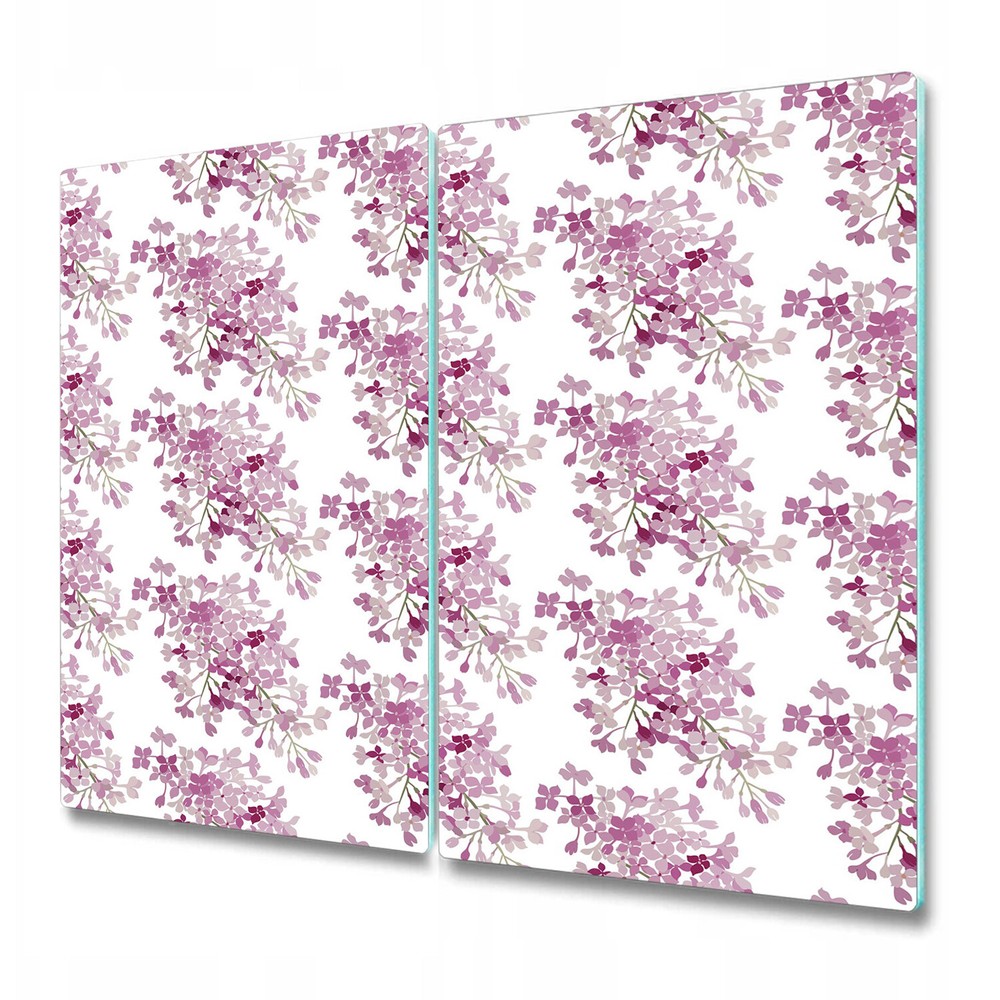 Tempered Glass Worktop protector Pink flowers lilac pink and white design
