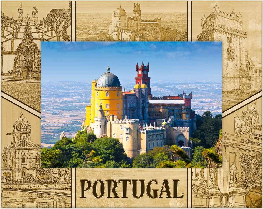Portugal Laser Engraved Wood Picture Frame Landscape (4 x 6)