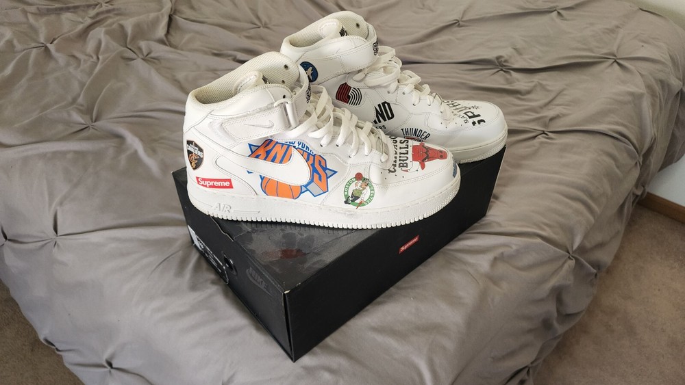 Size 13 - Nike Supreme x NBA x Air Force 1 Mid White