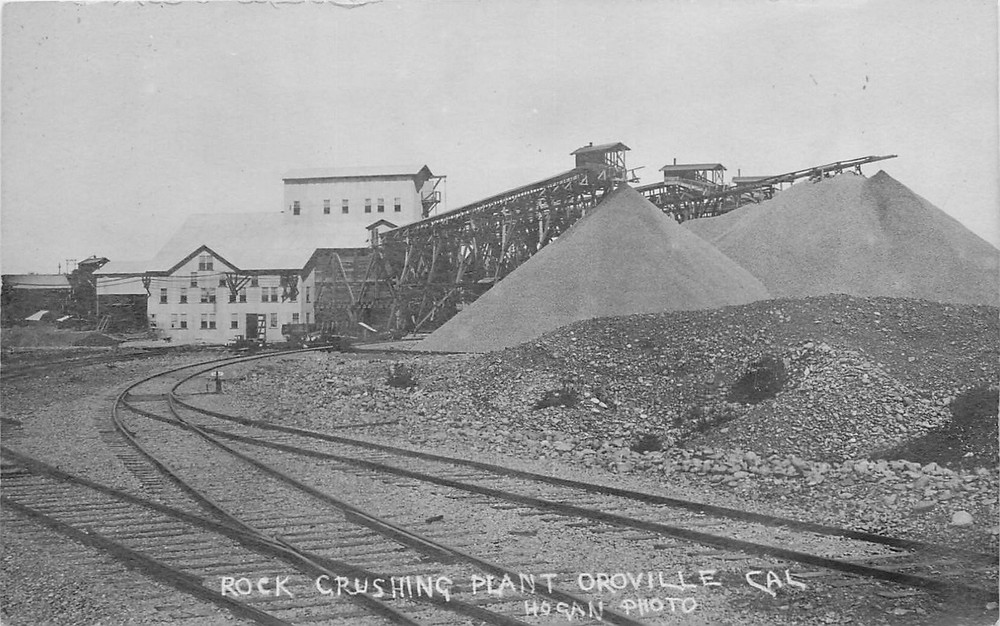 1912  Oroville California Rock crushing plant Hogan RPPC Postcard 26-1305
