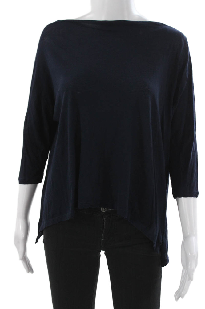 Vince Womens Basic Cotton Boat Neck 3/4 Sleeve T-Shirt Blue Size MFree Shipping in US $100+ Orders | $6.95 Orders Below