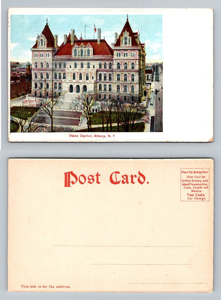 Albany, NY-New York, State Capitol Building & Grounds View Vintage Postcard