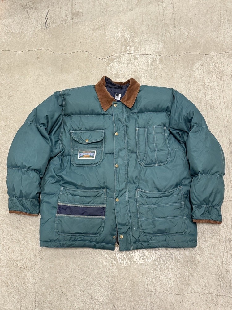VTG Gap Jacket Mens XLarge Green Olympic Down Puffer Coat Ski XL (Missing Hood)