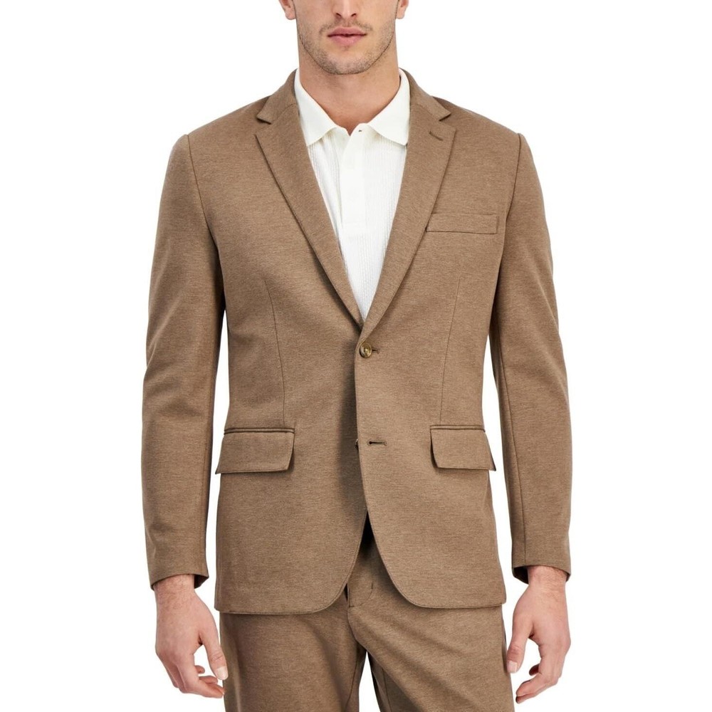 Alfani Men's Brown Heather Knit Stretch Rayon Modern-Fit Suit Jacket Size S