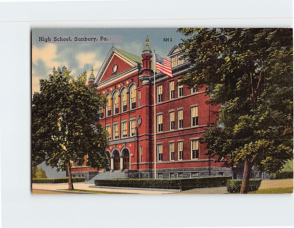 Postcard High School Sunbury Pennsylvania USA