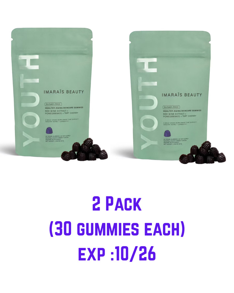 2 Pack Imarais Beauty Youth Skincare Gummies, 60 Gummies total Black Cherry
