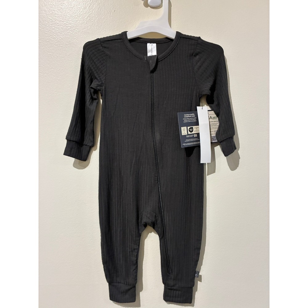 NWT Modern Moments by Gerber Ribbed Viscose Dark Grey Romper 12M