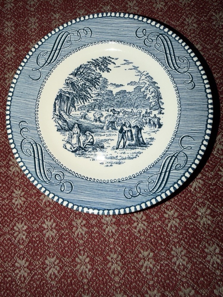 Set of 14 - Vintage Currier & Ives 6 1/4” B & B Plates - The Harvest Pattern