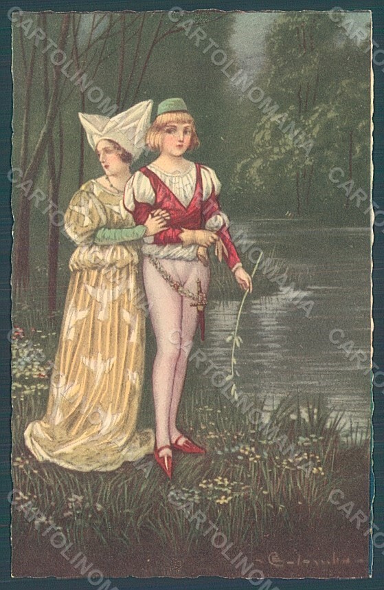 Artist Signed Colombo E. Lady Couple Fashion serie 2095 postcard HR2666