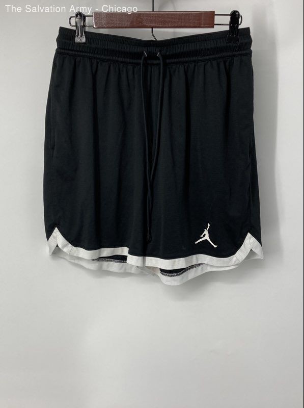 Air Jordan Mens Black White Elastic Waist Drawstring Athletic Shorts Size Large