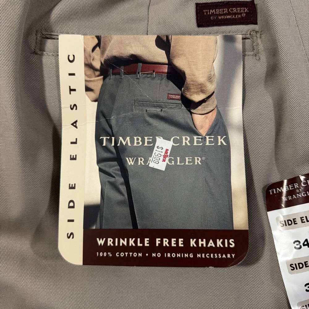 VTG Wrangler Timber Creek Khaki Pants Mens 34x30 Chino Brown 100% Cotton - New