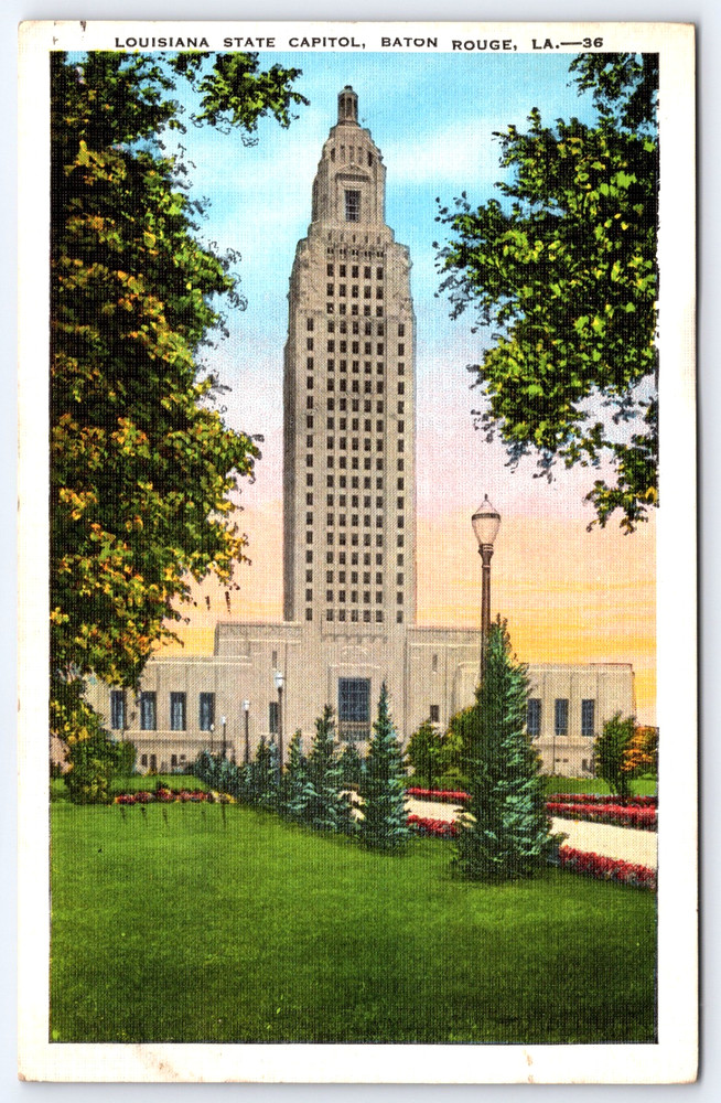 Baton Rouge Louisiana State Capitol Building Vintage Postcard 1936