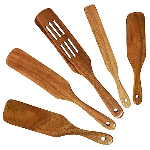 Wooden Spurtles Kitchen Set of 5 PCs, Acacia Wood Spurtle Set,Kitchen Tools,