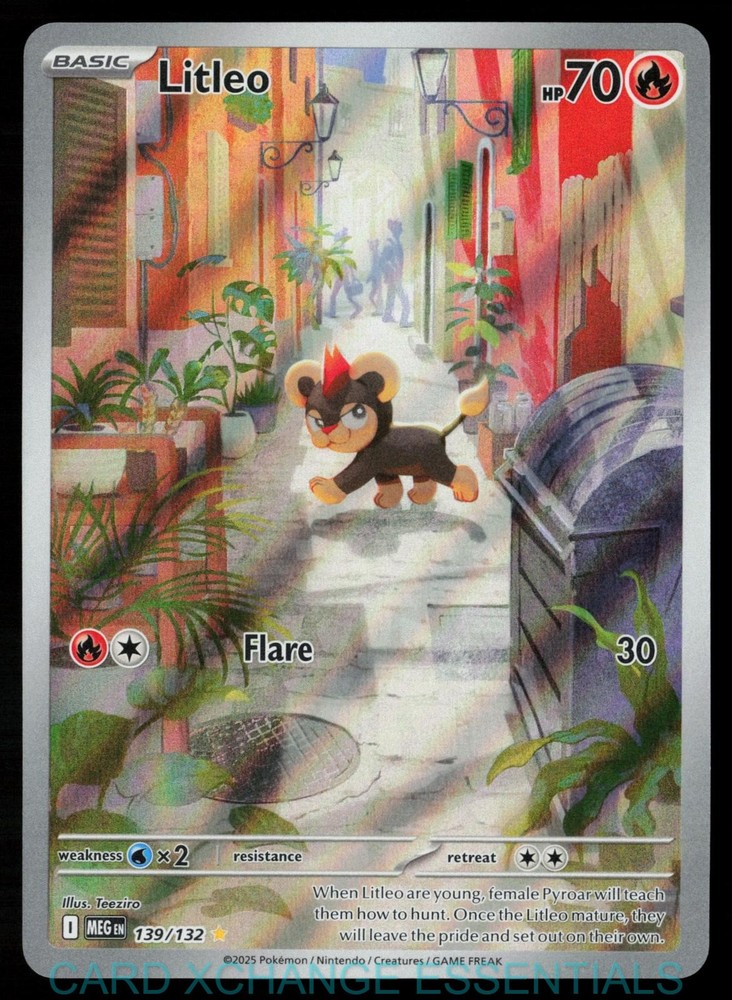 Litleo 139/132 Illustration Rare Mega Evolution Pokemon Holo Near Mint
