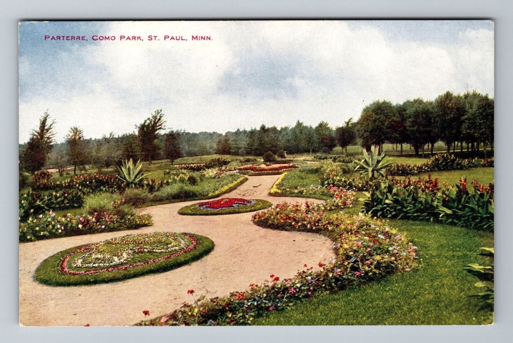 St. Paul MN-Minnesota, Parterre, Como Park, Flowers, Vintage Postcard
