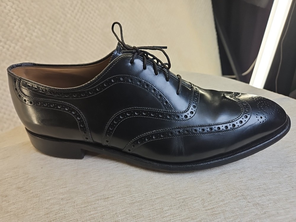 Johnston Murphy SZ 13 D Shoes Mens Black Leather Dress Oxfords Wingtips