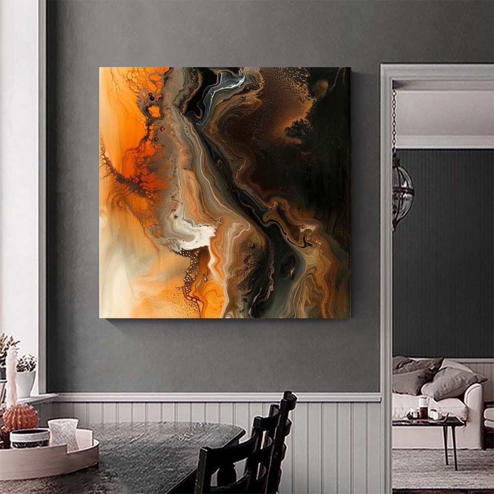 1 Piece Abstract Canvas Art Wall Decor for Living Room Hand painted Oil Orange