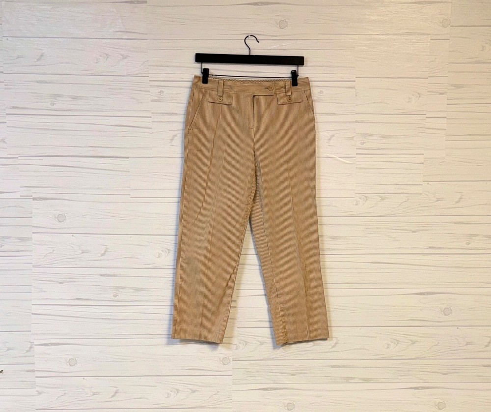 Talbots womens size 4 straight slim ankle pants orange mid-rise patterned