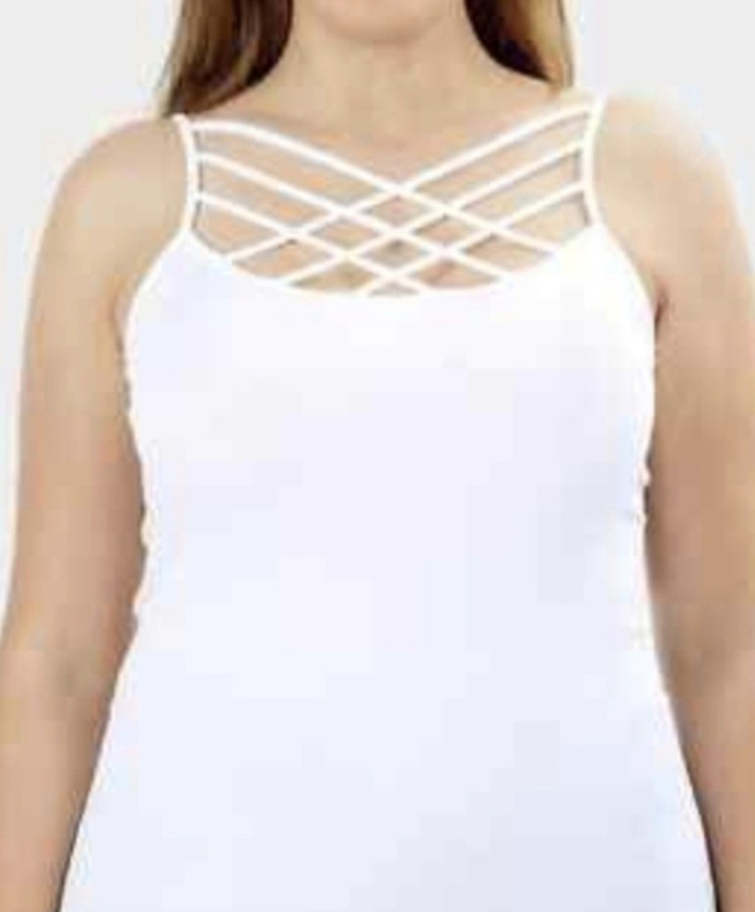 Zenana Outfitters White Lattice Detailed Strappy Cami Size 1x/2x