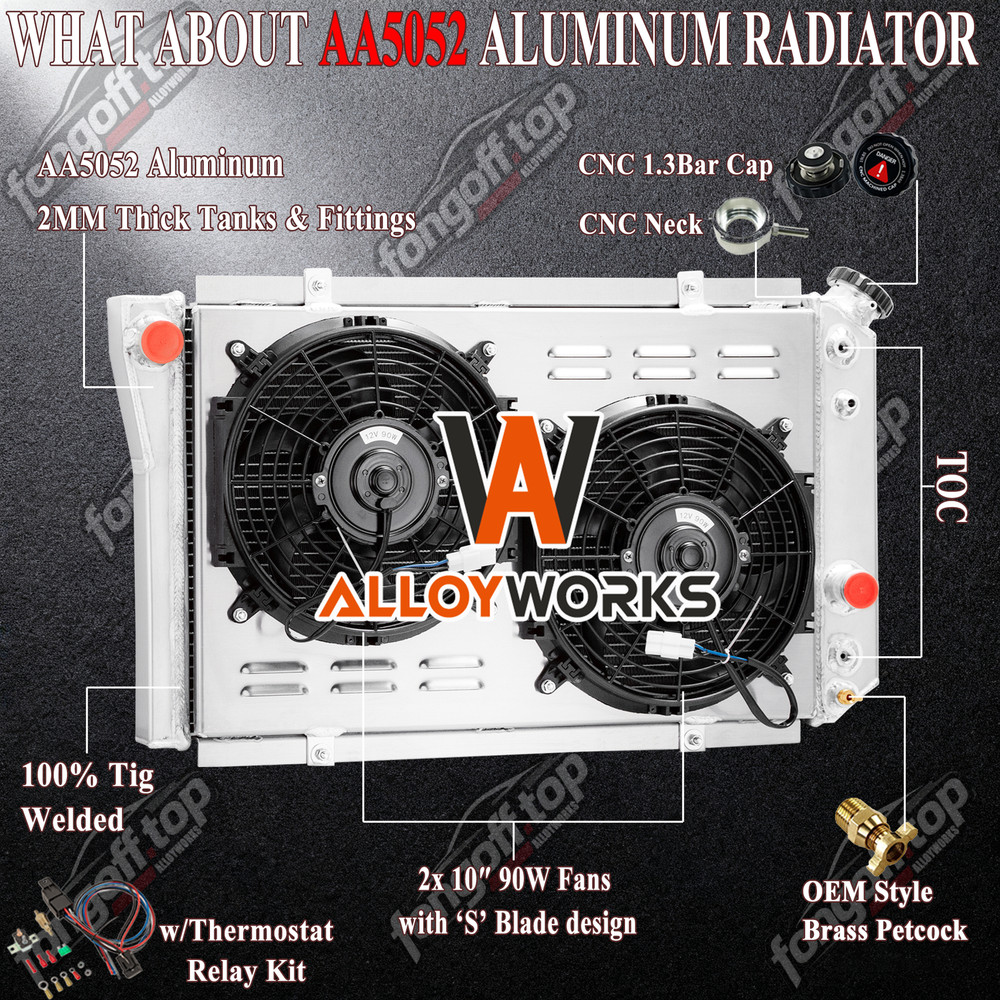 4-Row Aluminum Radiator+Shroud Fan Fits 1984-1990 Chevy Corvette S10 5.7L SBC V8