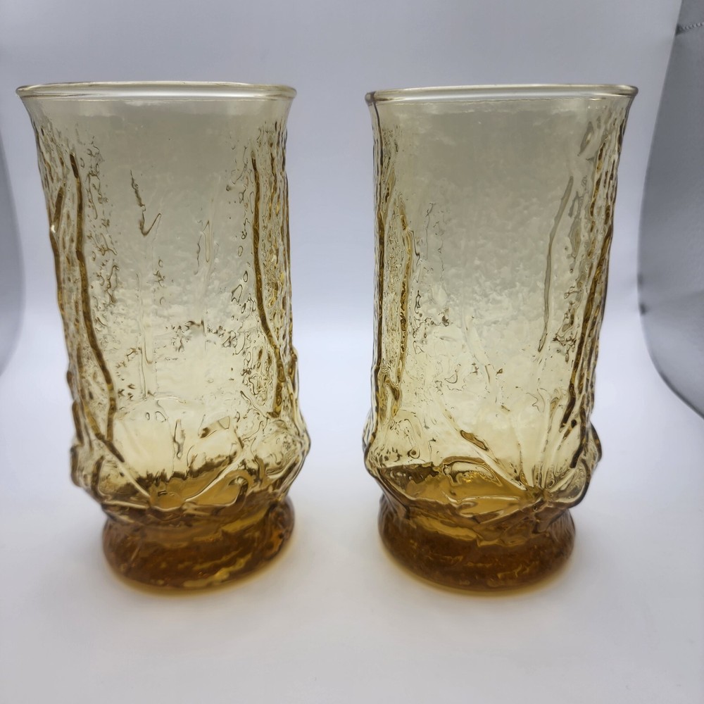 Anchor Hocking Rain Flower Glasses Iced Tea Flat Tumblers 6