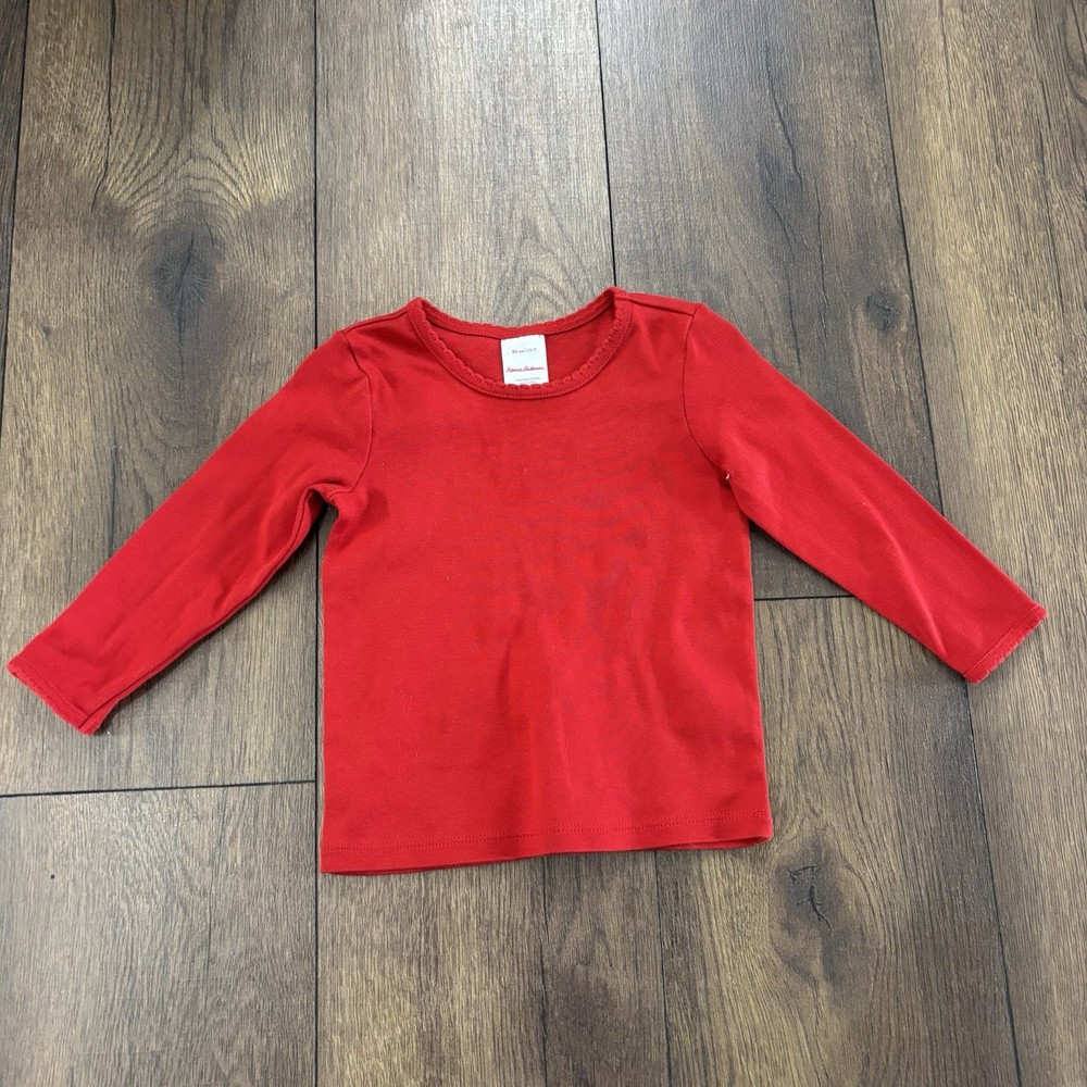 Hanna Andersson Long Sleeve Red Shirt, Size 85 cm / 2T