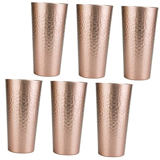Aluminum Metal Cups for Drinks, Metal Anodized Copper color-Hammered-20oz