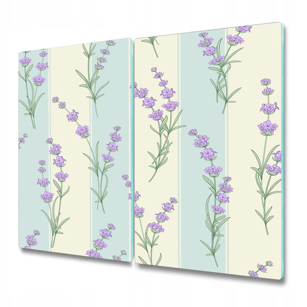 Glass Chopping Cutting Board lavender flowers purple green and yellow 2x30x52