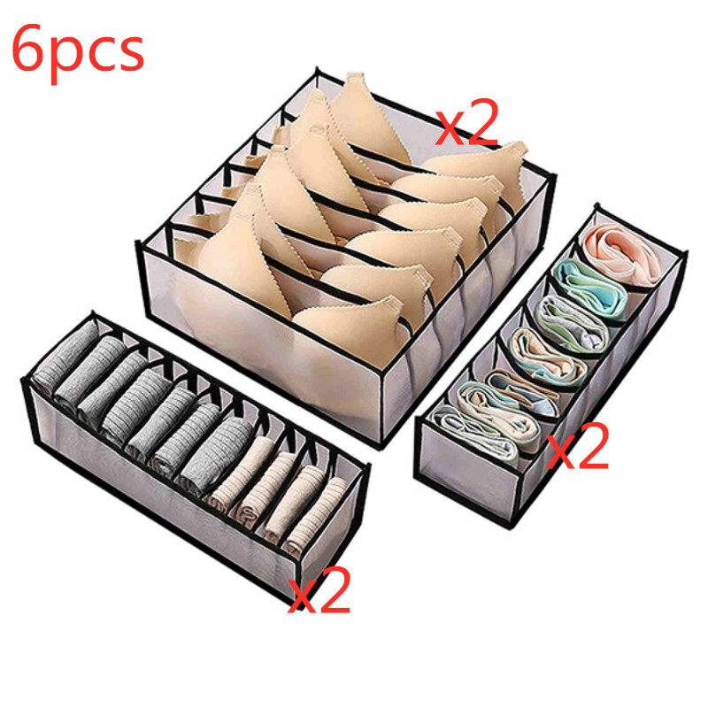 3pcs Foldable Drawer Organizer Divider Closet Underwear Bra Socks Storage Box*
