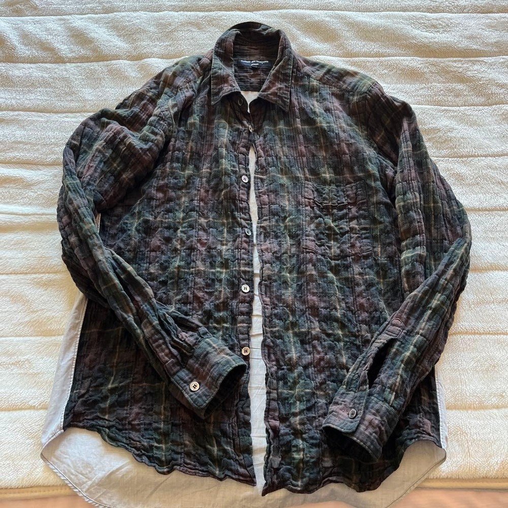 Comme Des Garçons Homme Long Sleeve Check Shirt Men's Made in Japan Size S