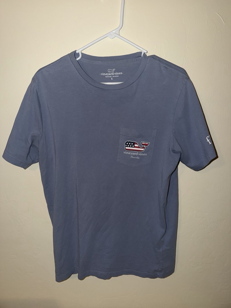 Vineyard Vines Men's Blue Pocket T-Shirt - American Florida Edition