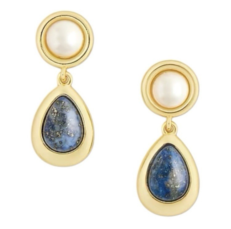 J. Crew Pearl & Stone Statement Drop Earrings in Elegant Blue NWT