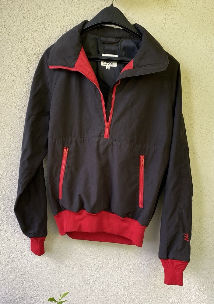Nils Black Red Zip Stand-Up Collar Windbreaker Jacket Men's M Short Casual